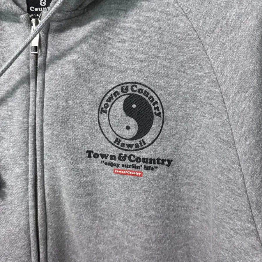 Town&Country 음양오행 하와이 그레이 회색 태극 후드 집업 일본