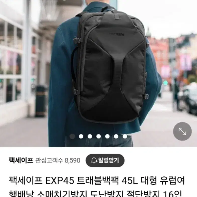 팩세이프 EXP 45L 백팩  소매치기방지 가방