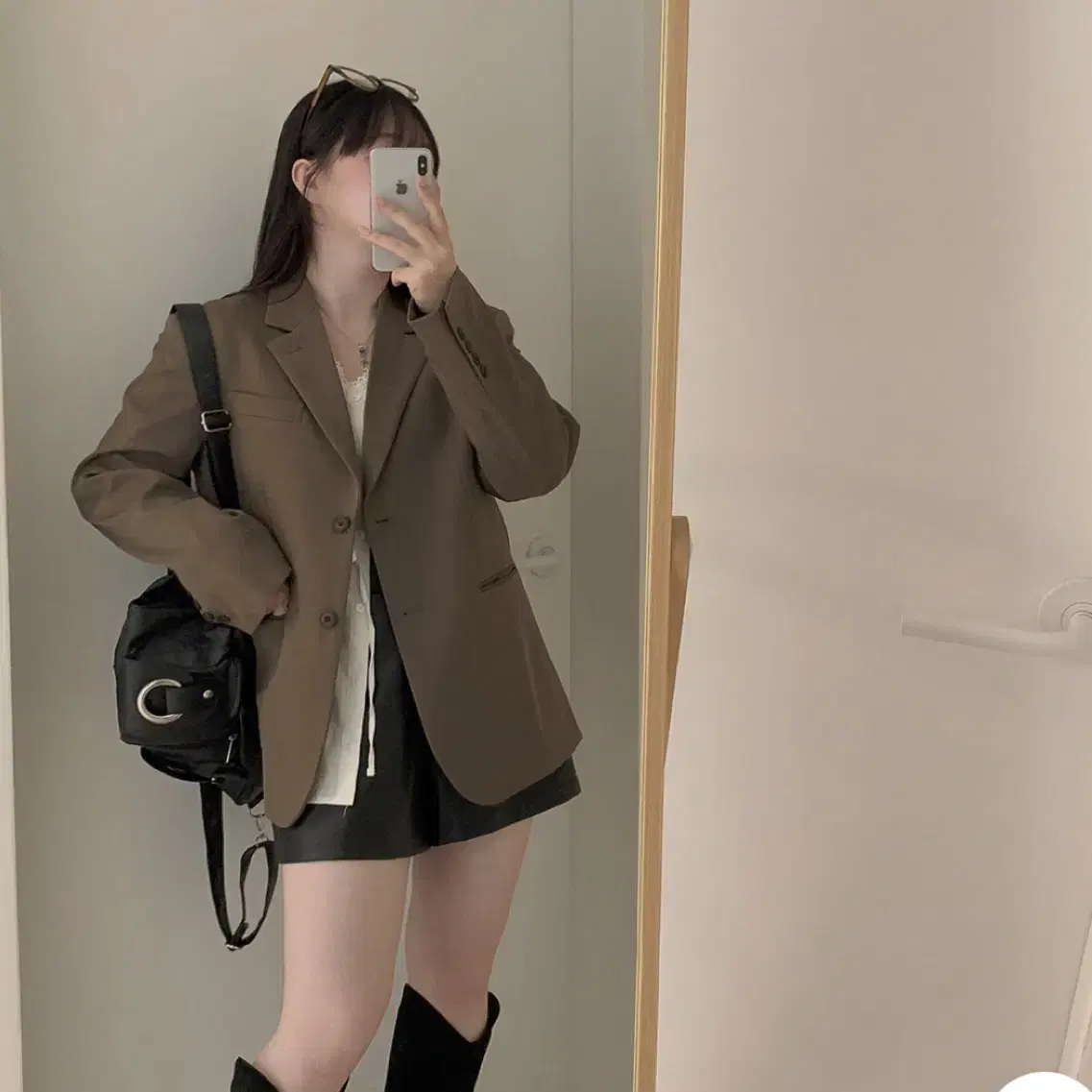 하비언니 #11843 데일리 루즈핏 테일러드 베이빅 자켓 블랙