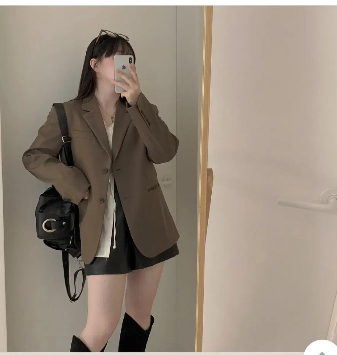 하비언니 #11843 데일리 루즈핏 테일러드 베이빅 자켓 블랙