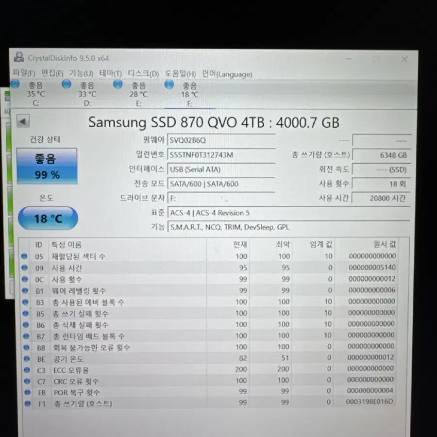 삼성 870 QVO 4TB SSD