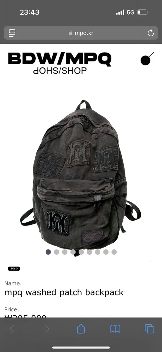 mpq 백팩 washed patch backpack