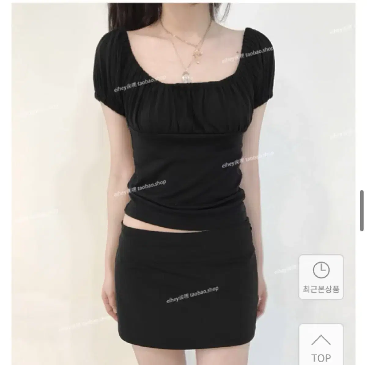 셔링 주름 반팔티셔츠