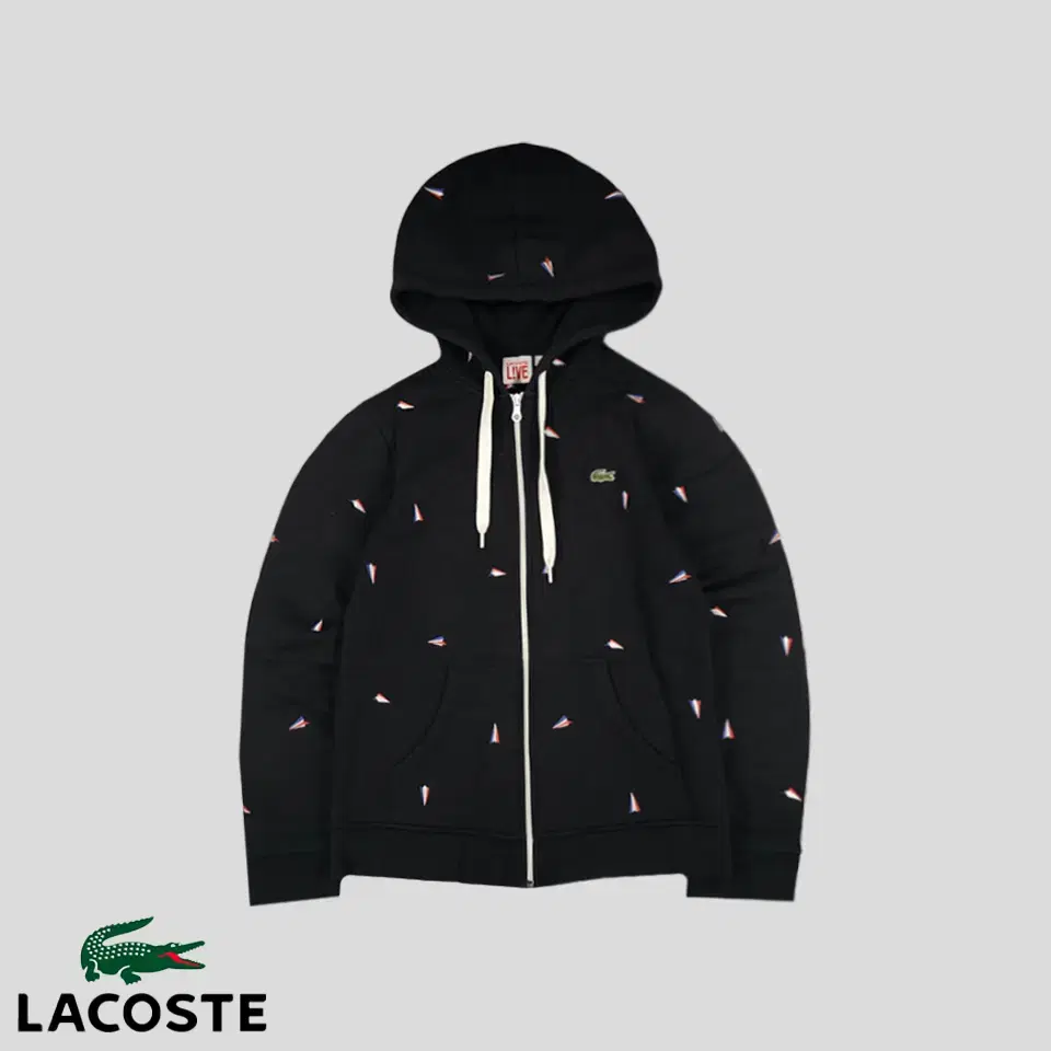 Lacoste Live Black Multicolor Crocodile Paper Airplane Full Pattern Brushed Cotton Blend