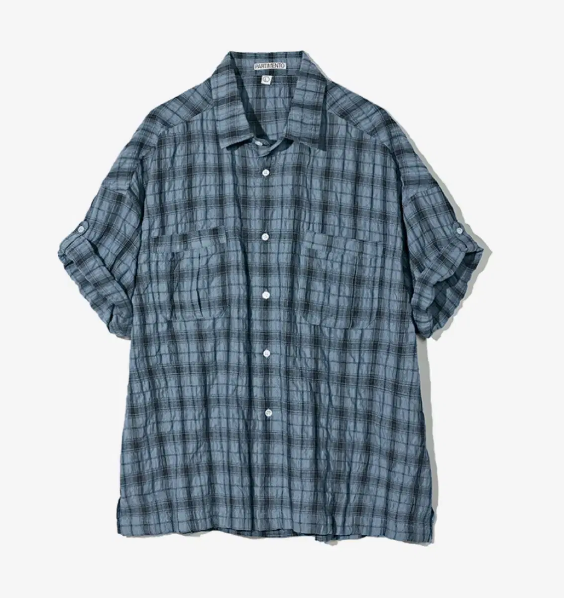 Partment Check Roll-Up Half- bloo -Shirt (M)