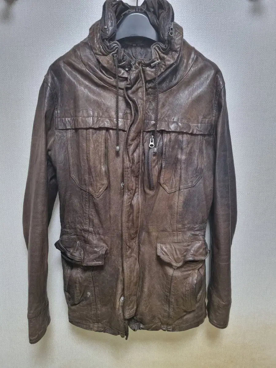 Vegetable wash leather parka leather jacket