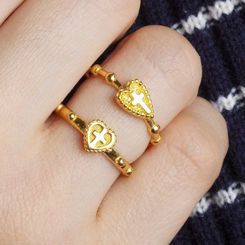 24k pure gold rosary ring