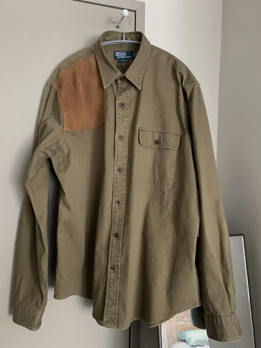 Polo Ralph Lauren 23FW Suede Patch Custom Fit Shirt Jacket (Khaki) XL