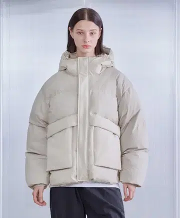 다운 자켓 Code graphy 후드 화이트 한국