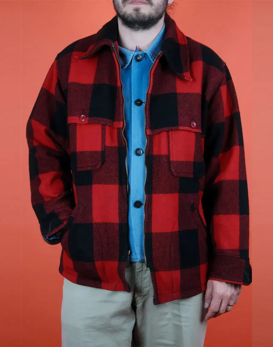 WOOLRICH 90's 울리치 울 매키노 더블케이프 잭셔츠자켓L105