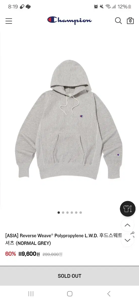 Champion Reverse Weave L.W.D Hoodie (NORMAL GREY)