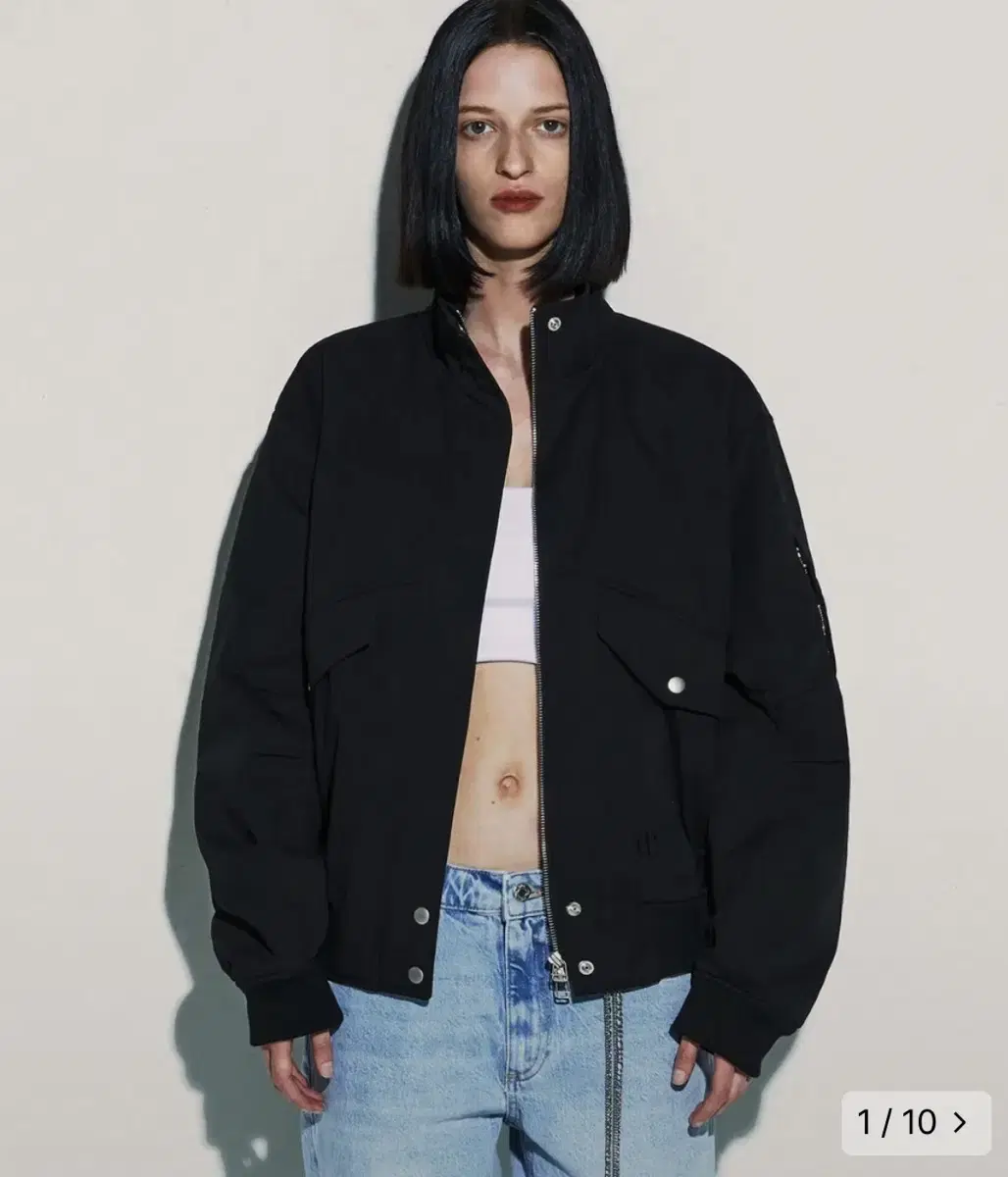 커렌트 LOOSE FIT BOMBER JACKET 블랙 팝니당