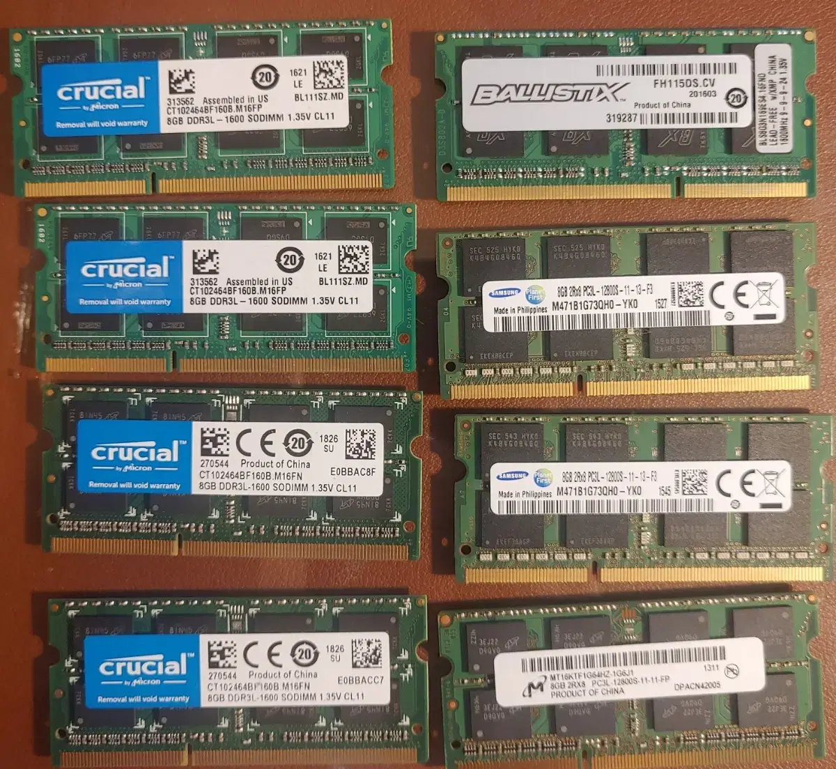 8GB DDR3L SODIMM 노트북 RAM 8개