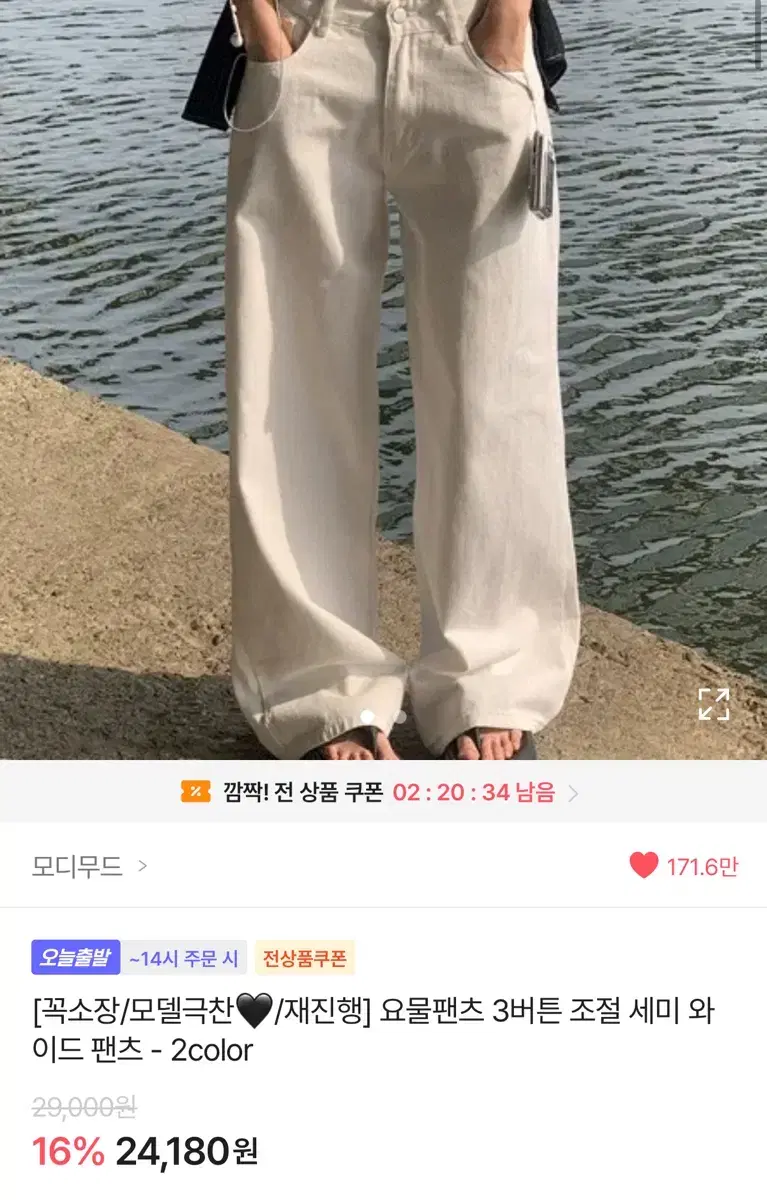 <블랙> 에이블리 모디무드 3버튼 조절 세미 와이드 팬츠