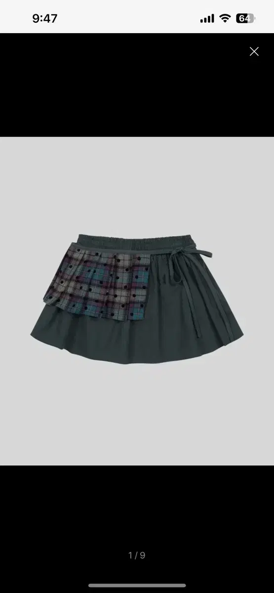 CHECK TWOWAY MINI SKIRT, ASH BLUE