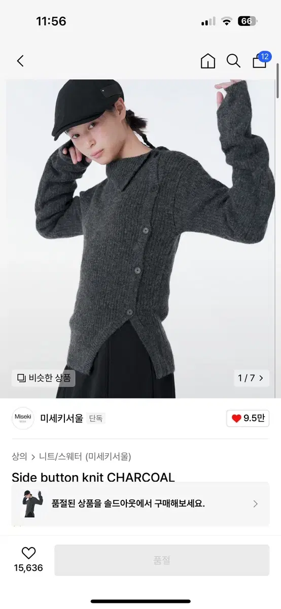 Micek Seoul Side Button Knit Charcoal