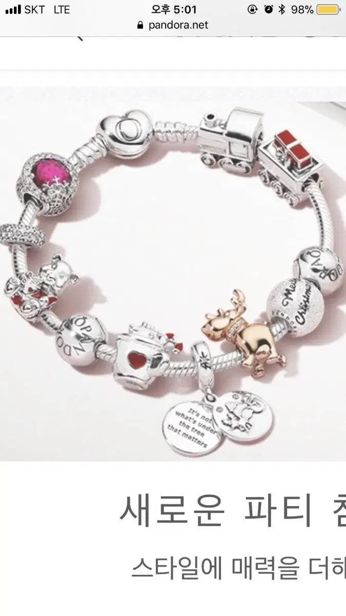 Pandora bracelet (includes 9 charms, safety chain, and bracelet)