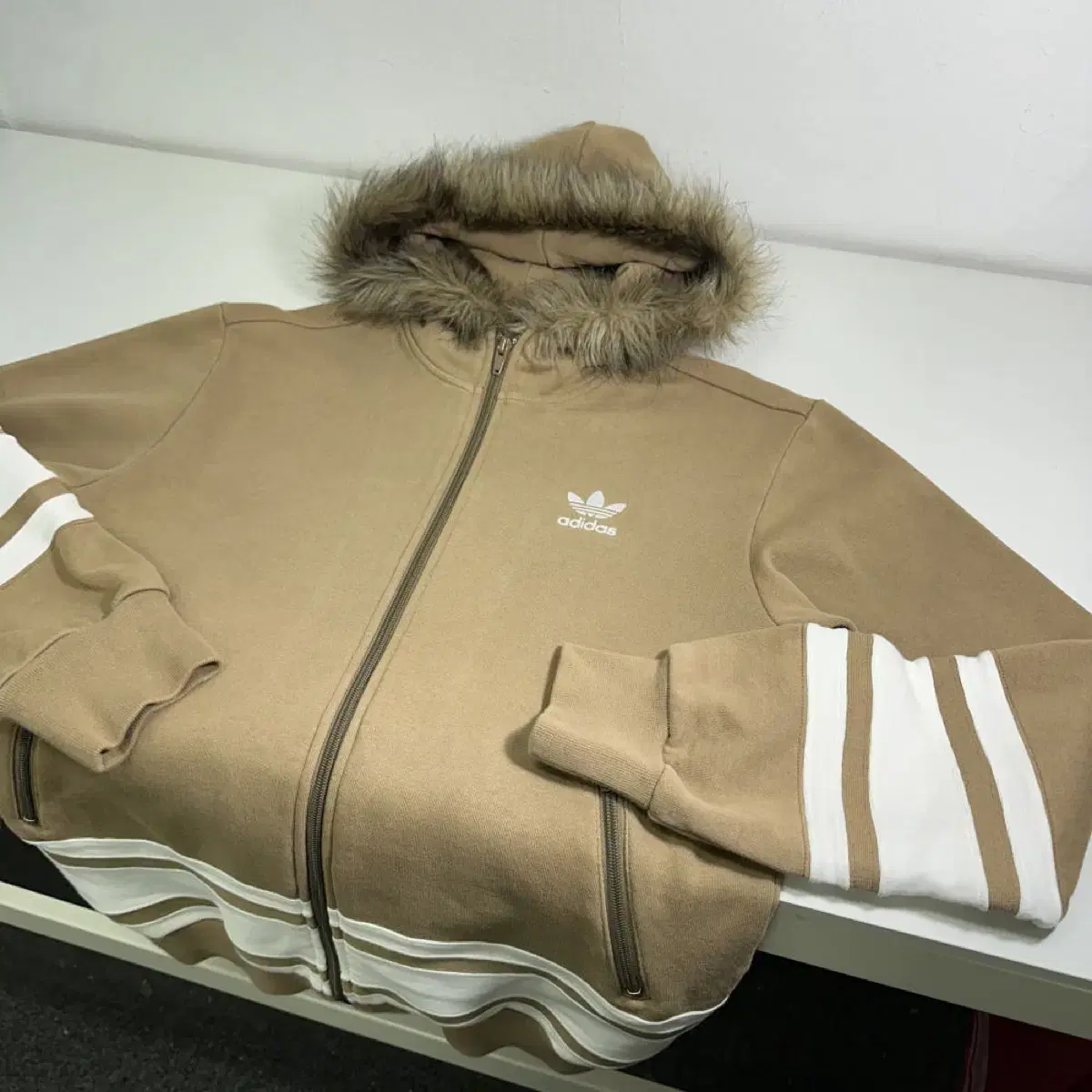 Adidas Hooded Sweatshirt in Khaki