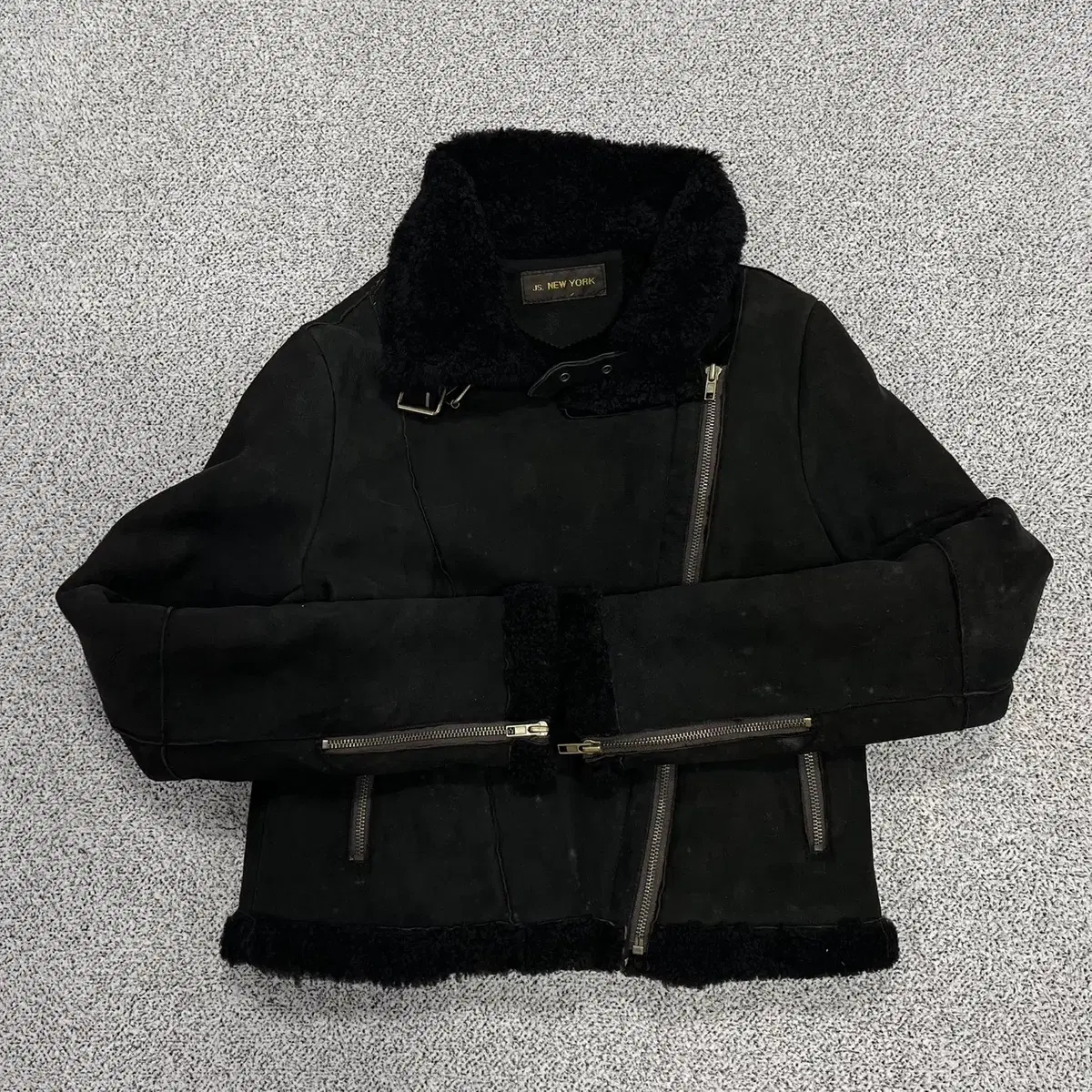 [F] JAYS NEW YORK Women's Black Sheepskin Mouton Jacket 0102H