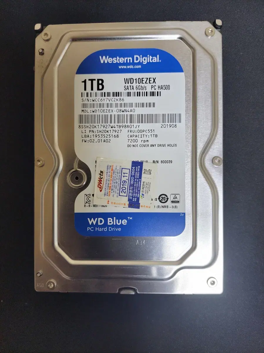 컴퓨터 하드 3.5인치 HDD WD 1TB