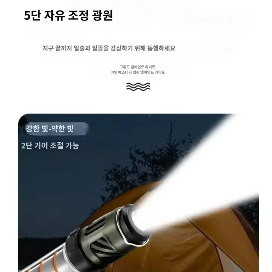 다기능 캠핑 모기 램프, 충전식 휴대용 LED 손전등,  삼각대 포함