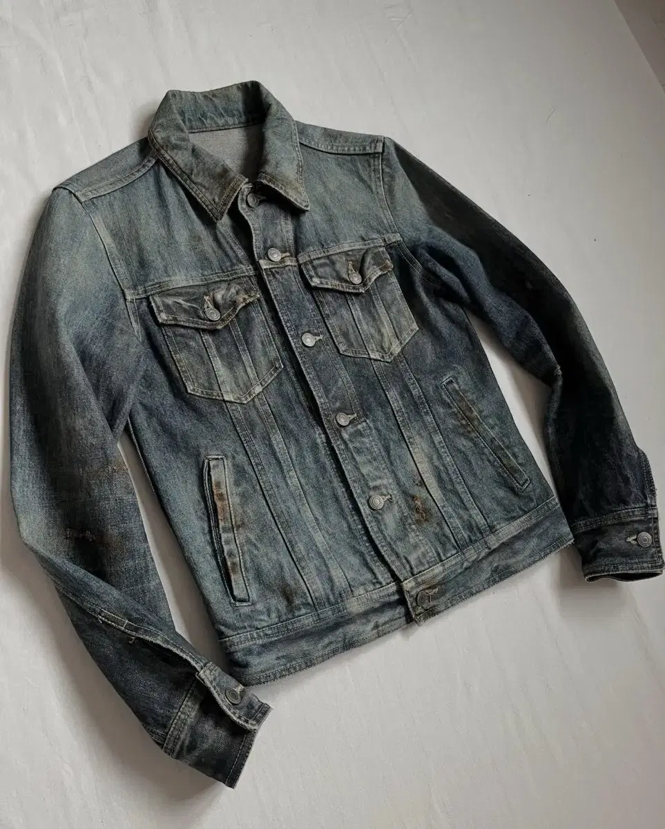 SHELLAC Crashed and Damaged Denim Jacket