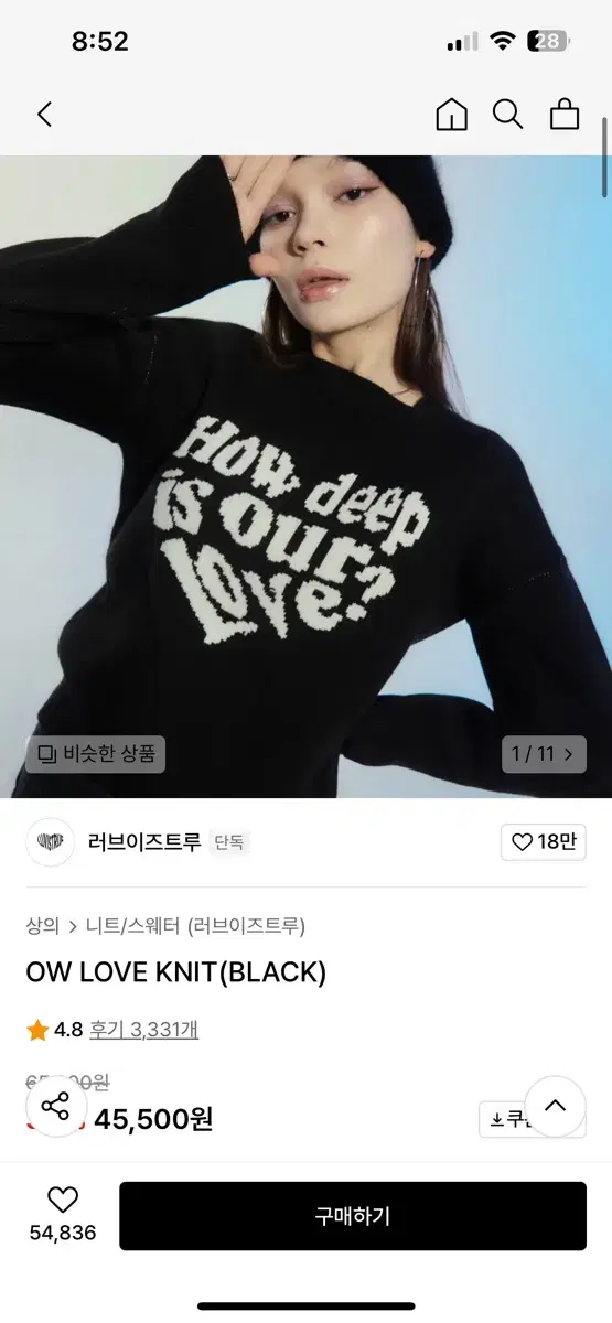 Love Is True Knit Black