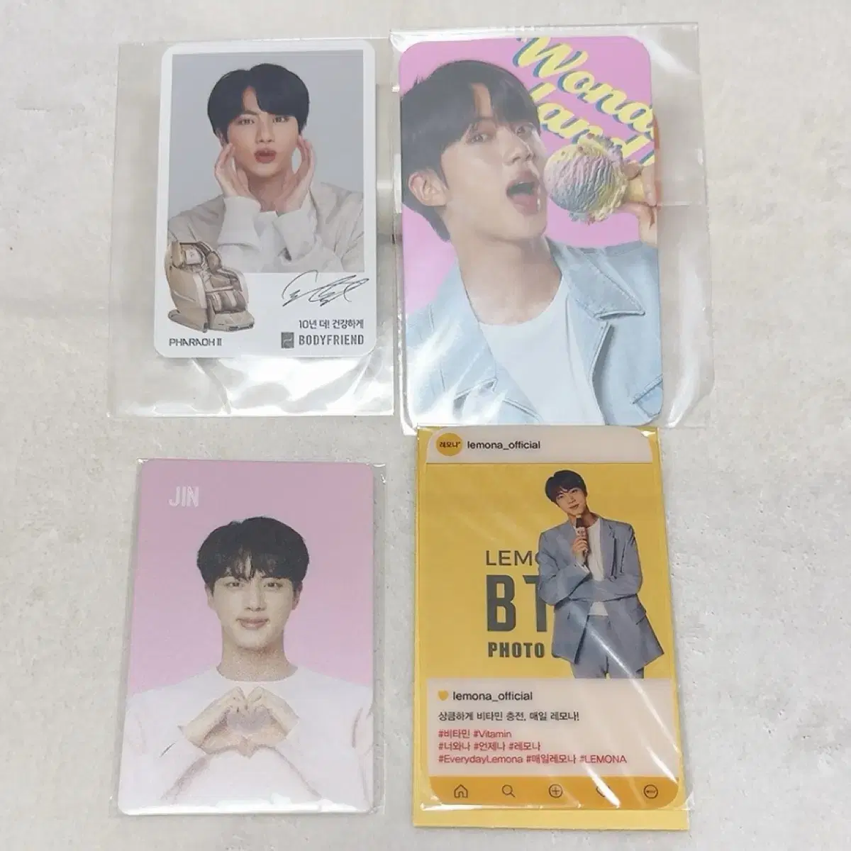 (All)BTS jin 석진 포카 광고(바디프렌두/배라/사이다/레모나)
