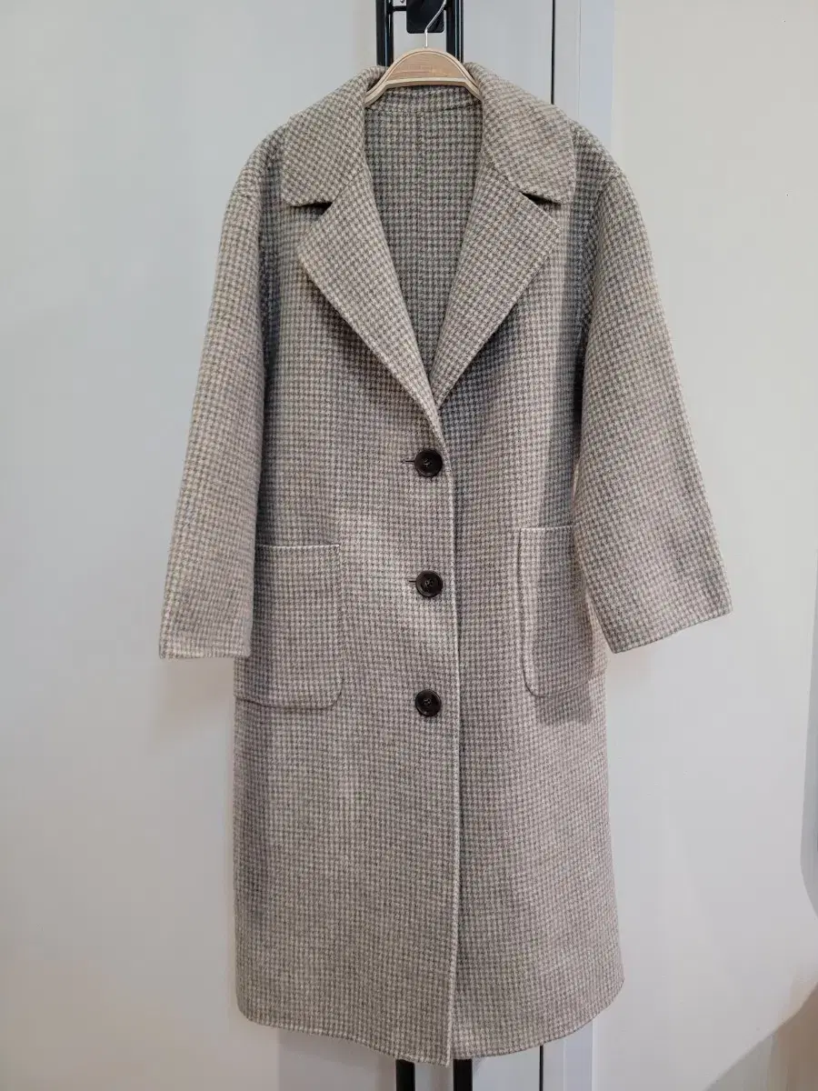 Houndstooth pattern cashmere wool coat 55-77