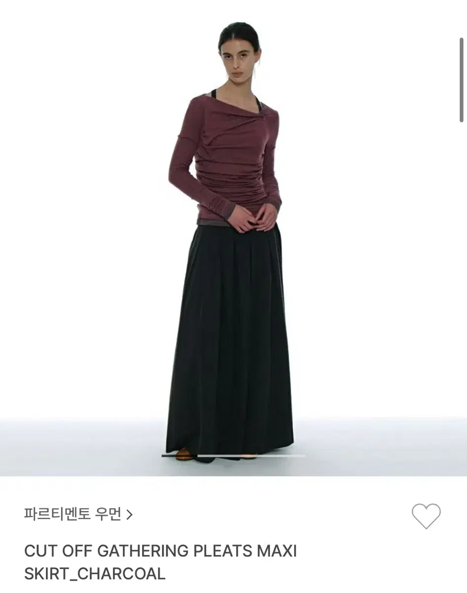 파르티멘토 우먼 컷 오프 게더링 플리츠 맥시 스커트 치마