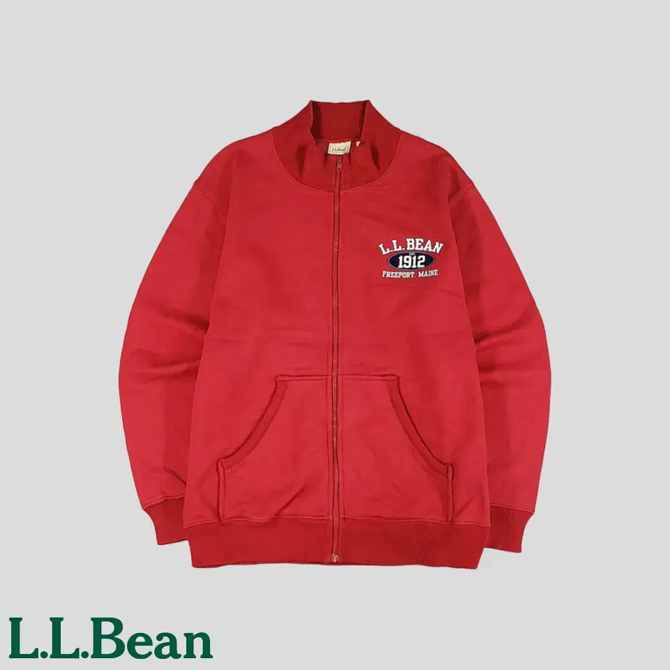 L.L.BEAN 엘엘빈 피그먼트 레드 로고프린팅 코튼혼방 트랙탑 집업 져