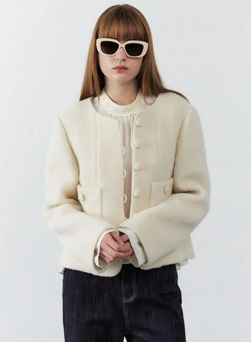 마론에디션 Cream Boucle Wool Blazer