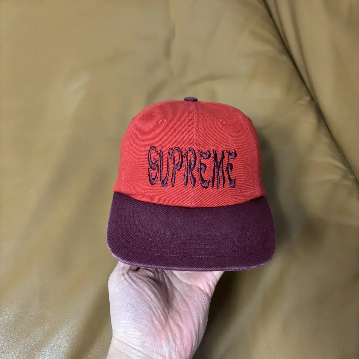 Supreme 슈프림 투톤 6패널 볼캡 모자 (Red/Burgundy)