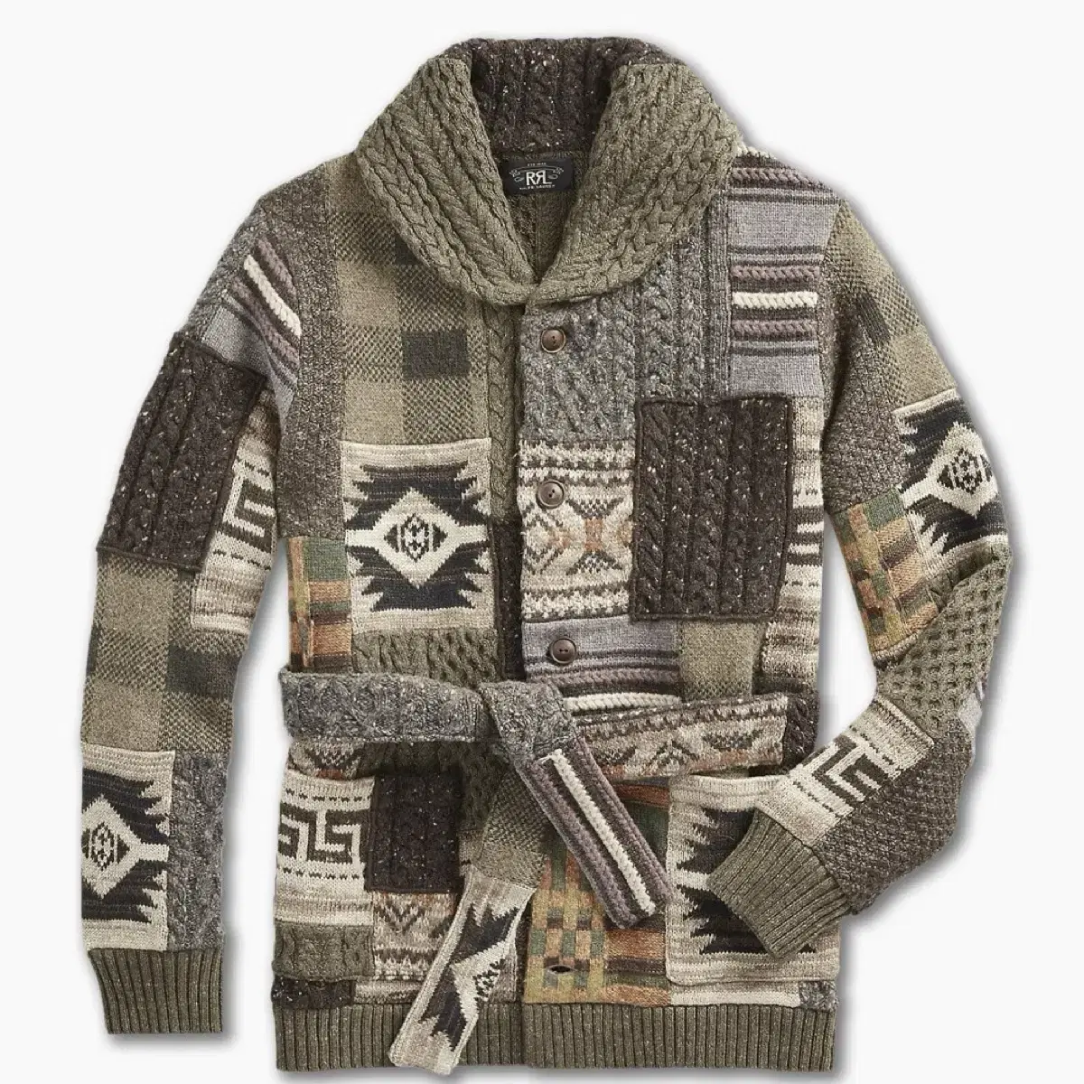 RRL Patchwork Shawl Collar Ranch Cardigan