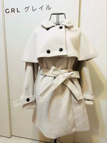 GRL 그레일 2way 케이프 세트 코트 아이보리 프리 사이즈