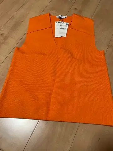 자라 디자인 니트 조끼 오렌지