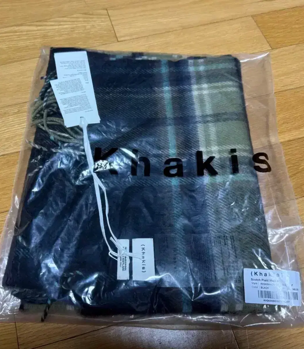 카키스 스카치 플레이드 머플러 블랙 새상품