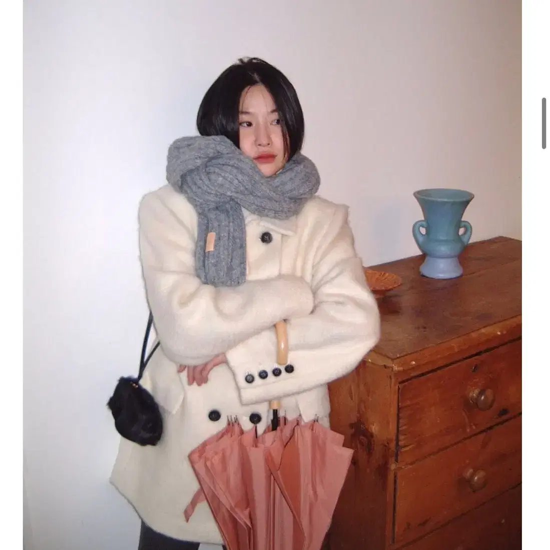 시눈 Double Breasted Half Coat (Ivory) 새제품