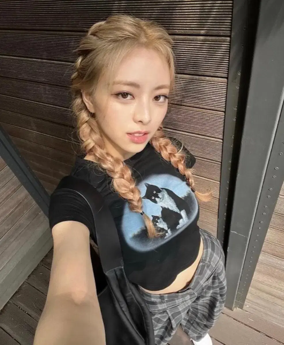 (새상품)샵사이다 체크 패턴 와이드 팬츠 슬랙스 잇지 유나 착용