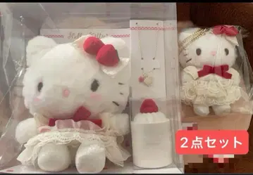 산리오 쇼트케이크 키티봉제 인형 & 목걸이 마 스캇2개 세트