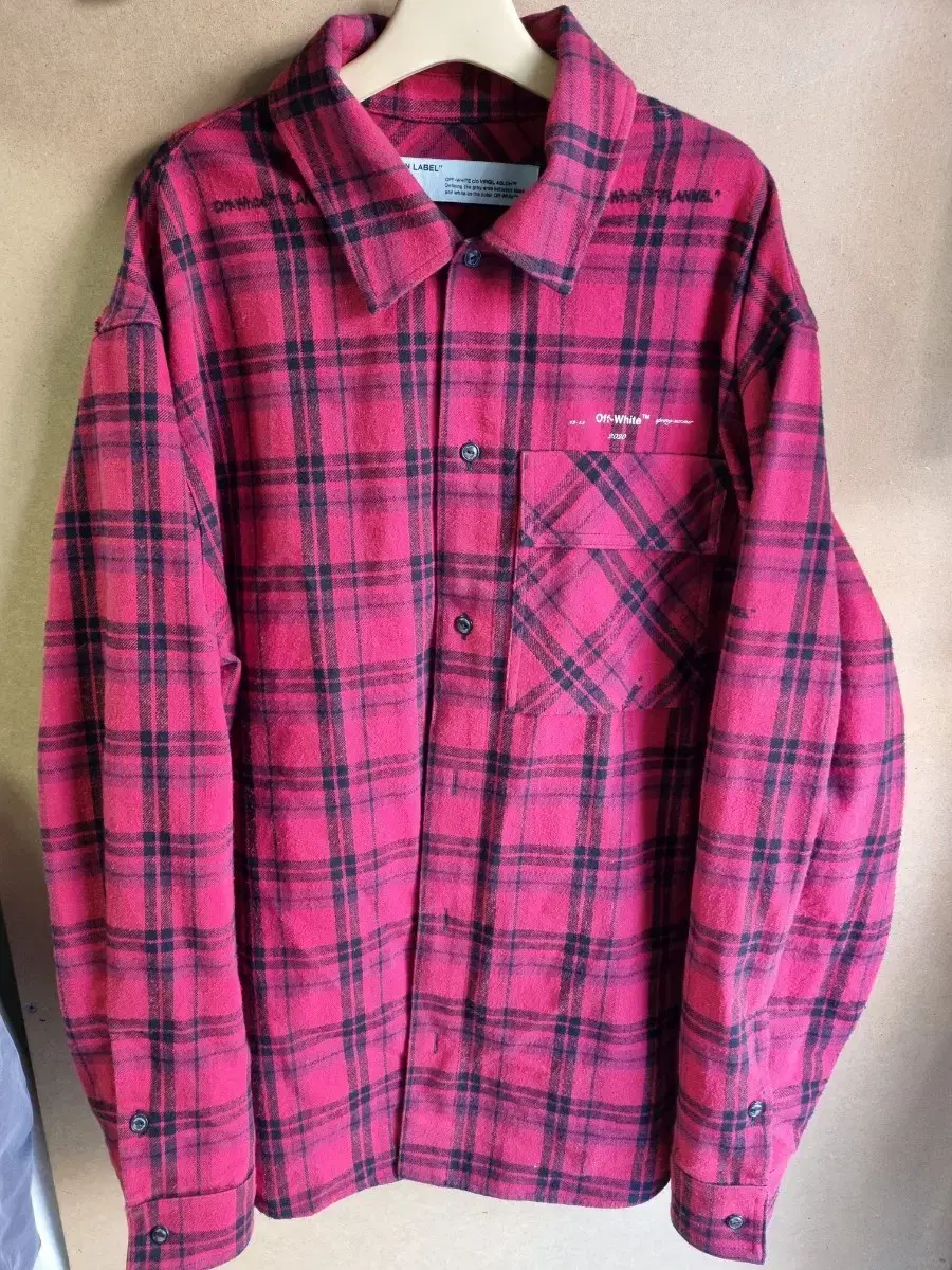 Off-White Red Flannel Shirt Jacket