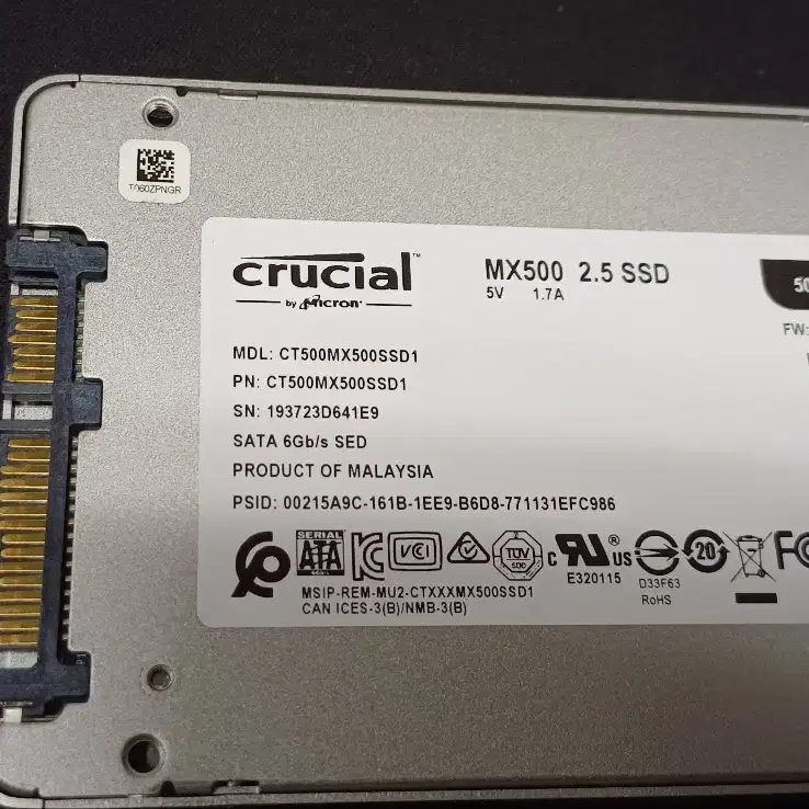 중고 SSD500G  crucial mx500