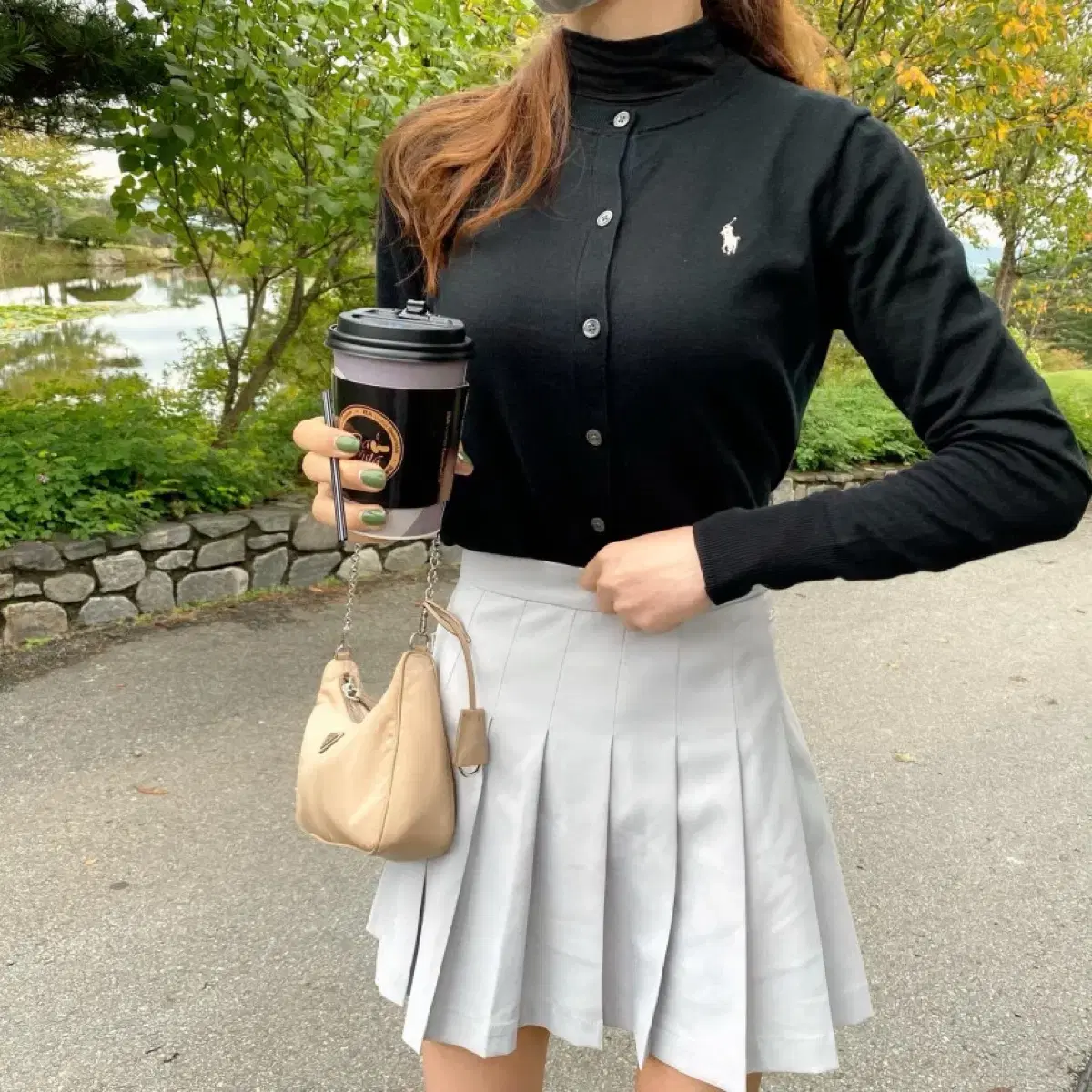 정품)새상품 폴로 피마코튼 가디건 니트 여성용