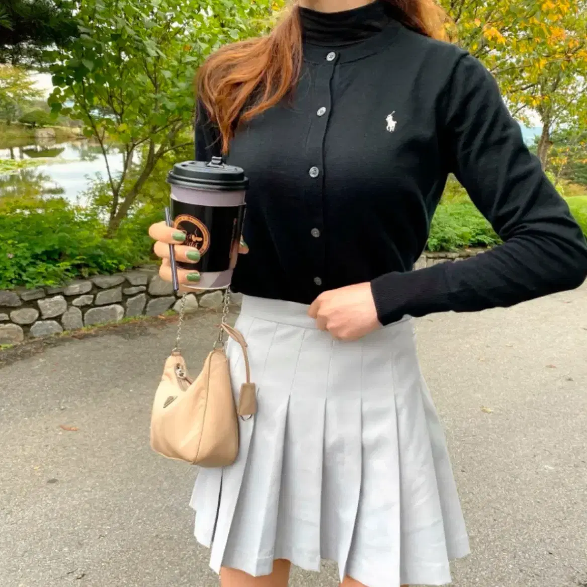 정품)새상품 폴로 피마코튼 가디건 니트 여성용