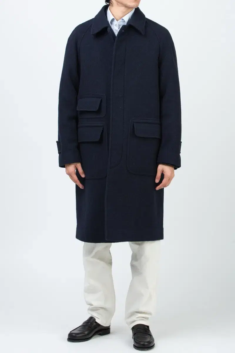 Drake's Wool Reglan Coat Navy 42