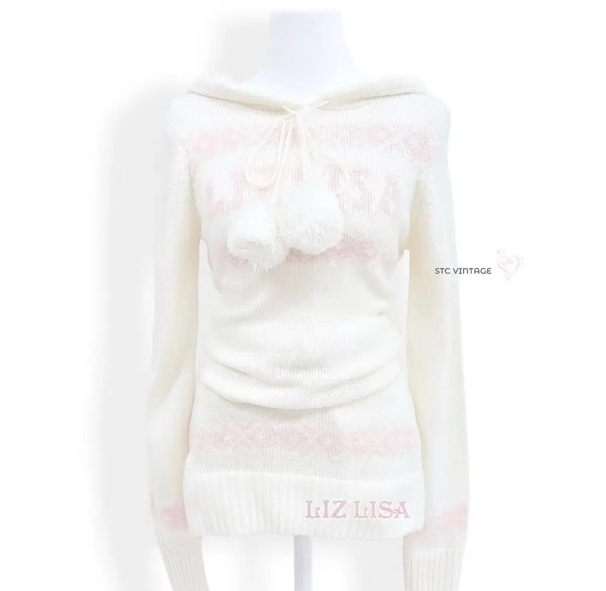 liz lisa white pink snowflake nordic pompom knit ONEPIECE stc jinri vintage yujin