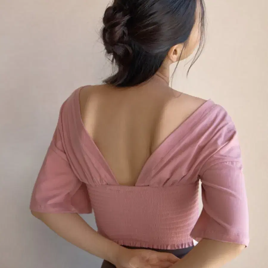 디야니 Smocking V-neck cover up (Pink salt)