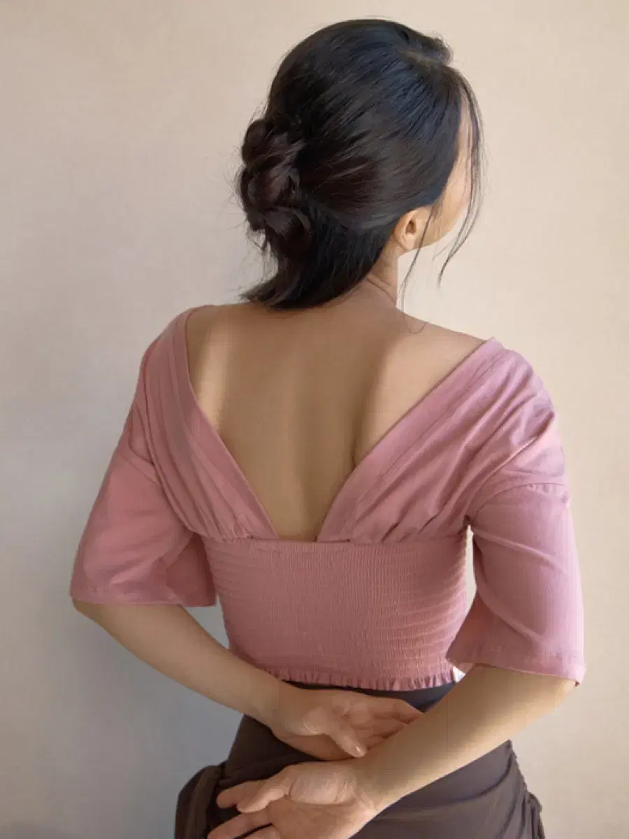 디야니 Smocking V-neck cover up (Pink salt)