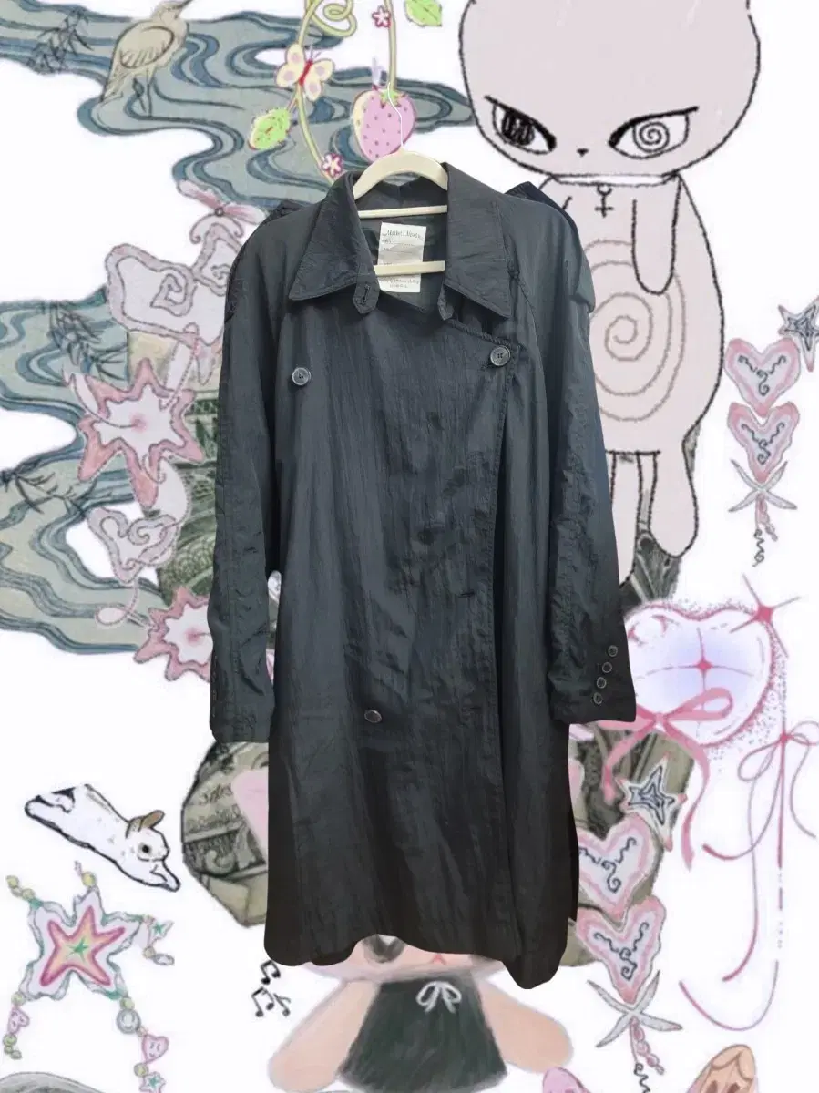 Black trench coat - Japanese vintage gal rogal toyosatpowning133