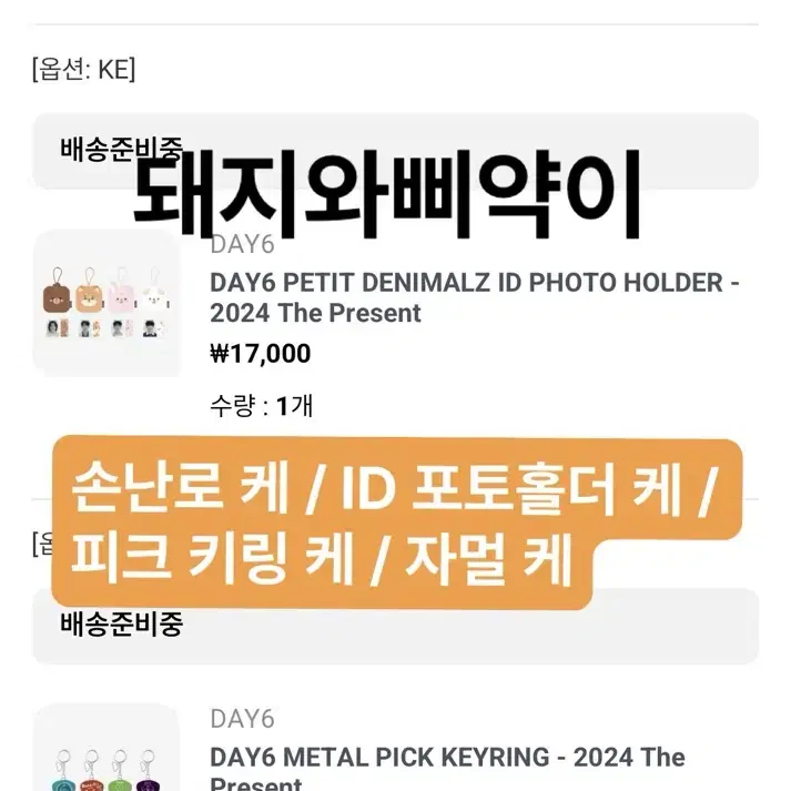 데이식스 선물콘 MD DAY6 굿즈 엠디 데멀 쁘멀 피크 포토홀더 손난로